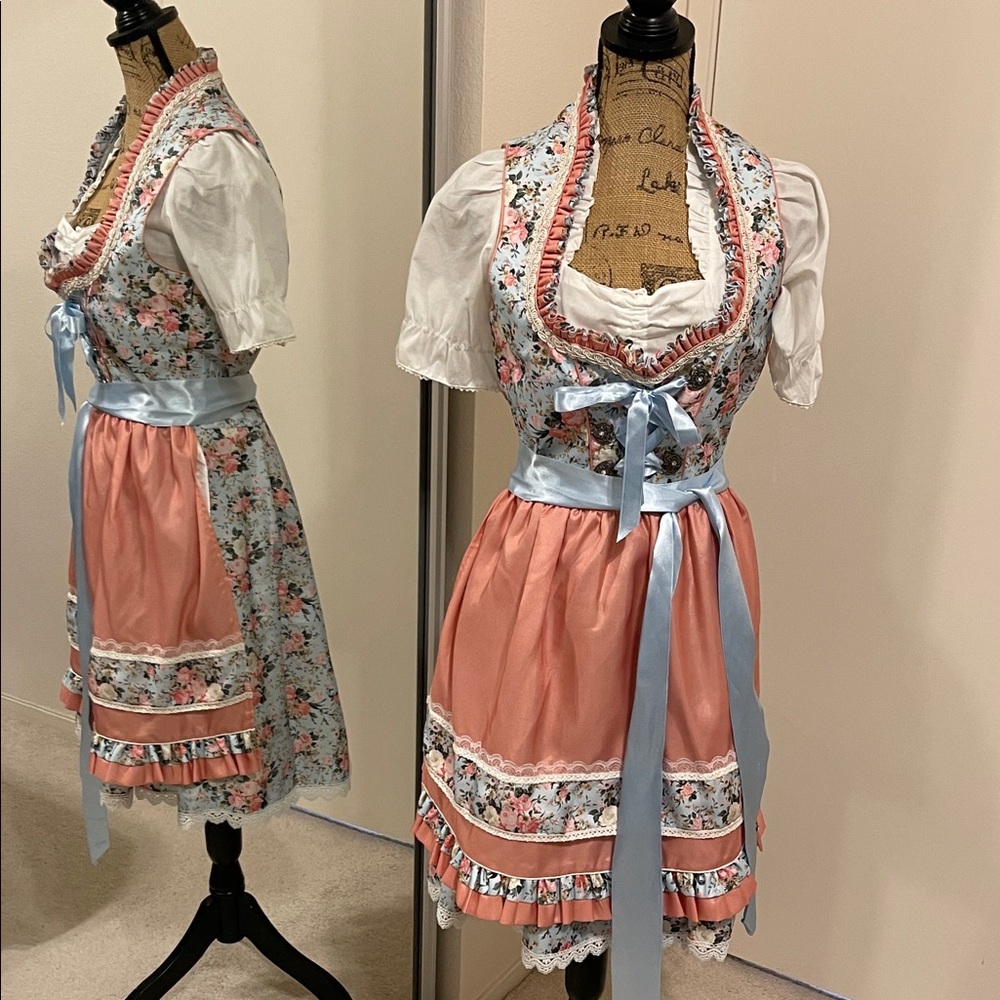 Floral Dirndl with Pink and Blue Accents
